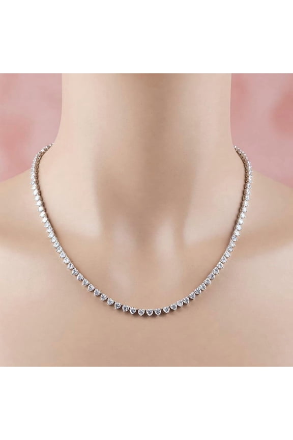 925 Silver Heart CZ Diamond Tennis Necklace for Woman , April Birthstone Jewelry , Layered Choker Necklace , Dainty Wedding Gift for Her