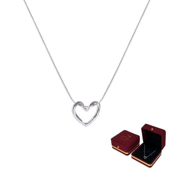 925 Silver Heart Sterling Silver Open Heart Pendant Necklace with Jewelry Box