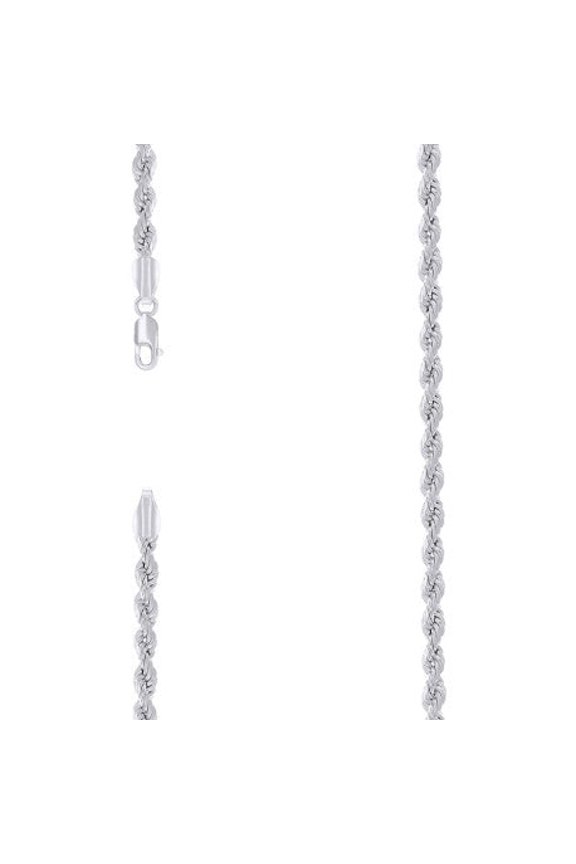 925 Silver Hollow Rope Chain 3mm | Exclusive Jewelers - 8" Inch