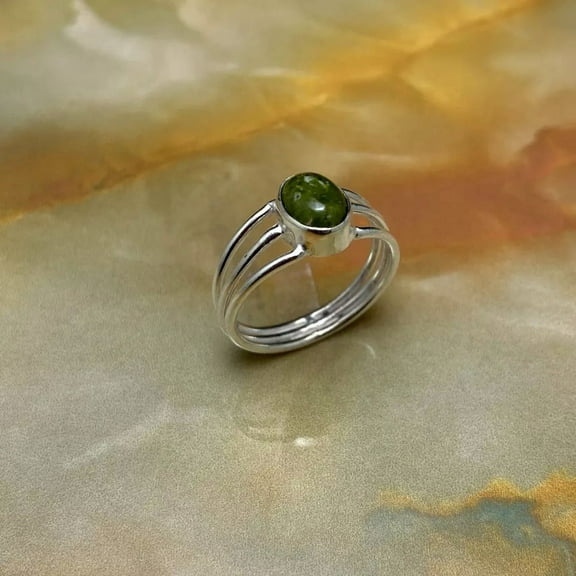 925 Silver Impex Statement Ring with Green Moss Agate Gemstone Handmade Jewelry