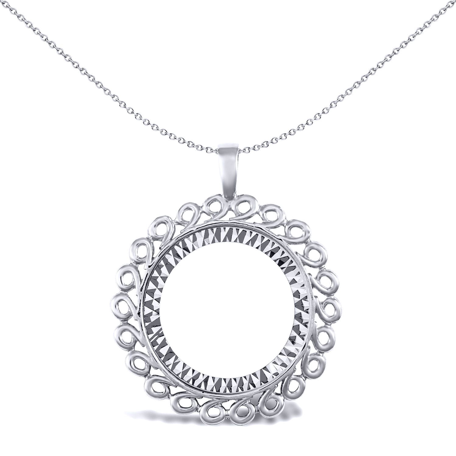 925 Silver Jewelco London Loop Spiral Half Sovereign Coin Mount Pendant ...