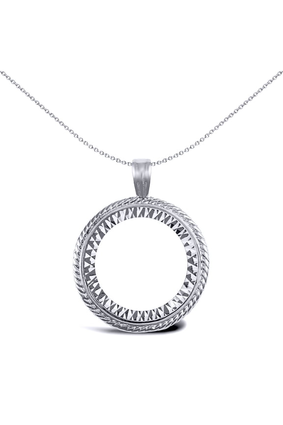 925 Silver Jewelco London Rope Edge Half Sovereign Coin Mount Pendant