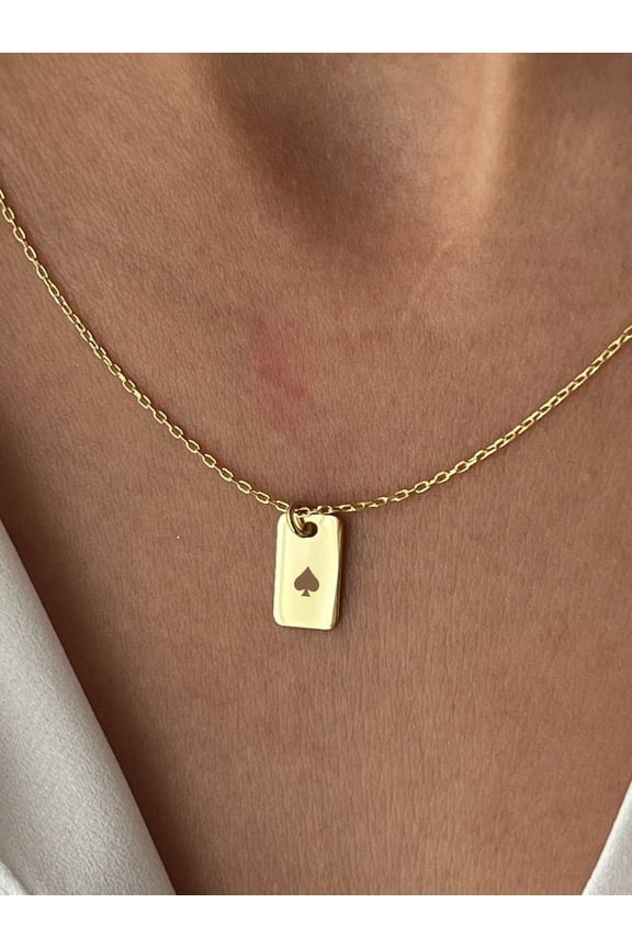 925 Silver Jewelry Ace of Spades Necklace, Playing Cards Jewelry,14K Gold Plated ,Luck Jewelry • Party Gift for Men • Christmas Gift