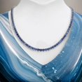 thumbnail image 1 of 925 Silver Lab Blue Sapphire Tennis Necklace,Blue Sapphire Stone Initial Necklace,Gold Tennis Necklace,September Birth Necklace Gift For Her, 1 of 3