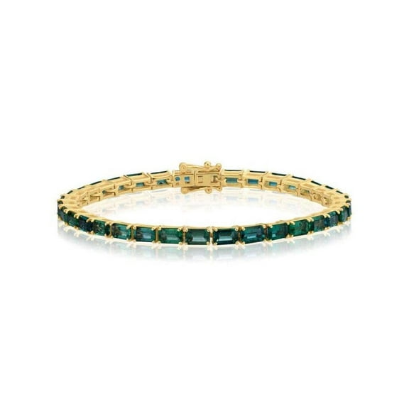 925 Silver Lab Emerald Octagon Tennis Bracelet,14K Gold Plated Lab Emerald Bracelet,Lab Emerald Bracelet,Birthstone Bracelet,Bracelet gift