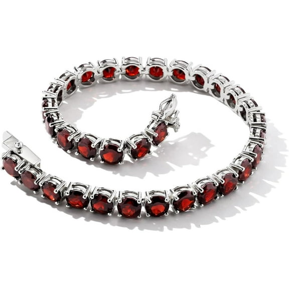 925 Silver Lab Garnet Round Tennis Bracelet,14K Gold Plated Red Garnet Bracelet tennis Bracelet,Birthstone bracelet,Bracelet gift for her