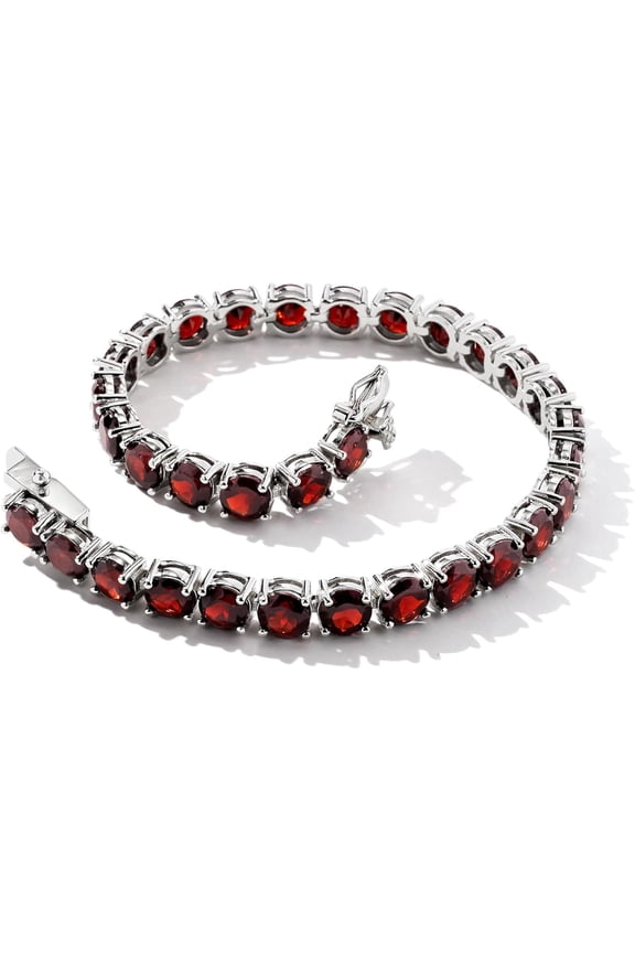 925 Silver Lab Garnet Round Tennis Bracelet,14K Gold Plated Red Garnet Bracelet tennis Bracelet,Birthstone bracelet,Bracelet gift for her