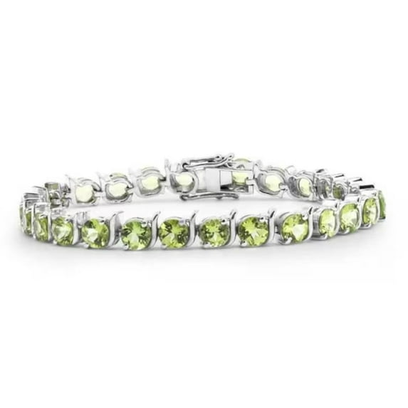 925 Silver Lab Peridot 4mm Round Tennis Bracelet,Lab Peridot Tennis Bracelet,August Birthstone Bracelet,Layering Bracelet For,Valantine Gift