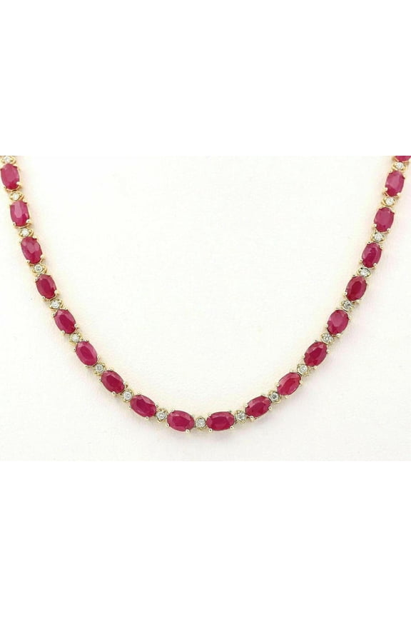 925 Silver Lab Ruby Tennis Necklace Lab Created Ruby Choker Dainty Red Wedding Gemstone Necklace for Women Elegant Gift Jewelry Gift For Her