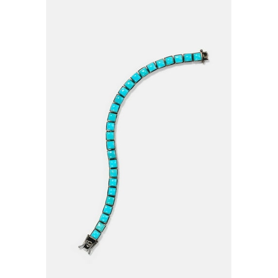 925 Silver Lab Turquoise Square Bezel Tennis Bracelet,Gold Plated Lab Turquoise Square Bracelet,Turquoise bracelet,Valantine Gift Girlfriend