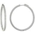 thumbnail image 1 of 925 Silver Micro Pave CZ Rhodium Finish Inside Out Oval Hoop Earrings, 1 of 1