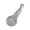 thumbnail image 1 of .925 Silver Microphone Hip Hop 3D CZ Bling Pendant, 1 of 1
