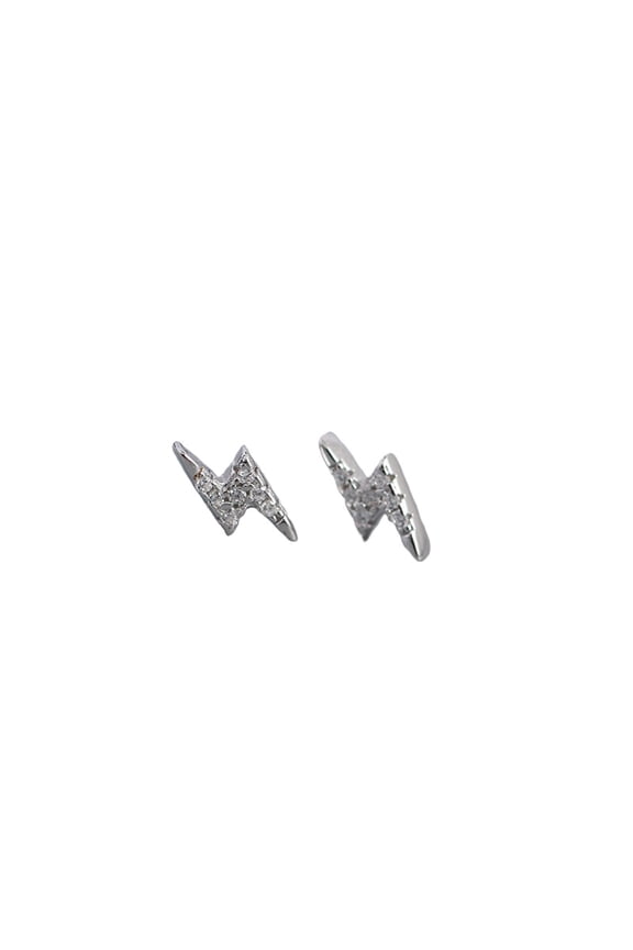 925 Silver Mini Lightning Stud Earrings, Minimalist Bolt Shape Earrings