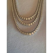 PINKCITYSHOPSTORE 925 Silver Moissanite Graduated Tennis Necklace ,moissanite Riviera Necklace with 14k gold plating ,gift for her ready to ship