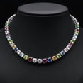 thumbnail image 1 of 925 Silver Multi Birthstone Tennis Necklace for Woman , Layered Choker Necklace , Colorful Stone Necklace, Dainty Wedding Gift for Her, 1 of 3