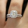 thumbnail image 1 of 925 Silver Multilayer Round Cut White Sapphire Full Diamond Engagement Rings Set, 1 of 2
