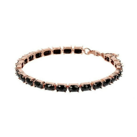 925 Silver Natural Black Spinel Tennis Bracelet in Sterling Silver, Women Bracelet, Wedding Bracelet, Brithday Gift, Black Oval Stone Bracelet Gift