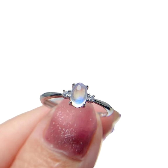 925 Silver Natural Opal Adjustable Ring