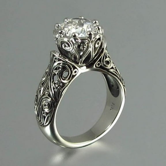 925 Silver Natural White Gem Stylish Engagement Wedding Ring