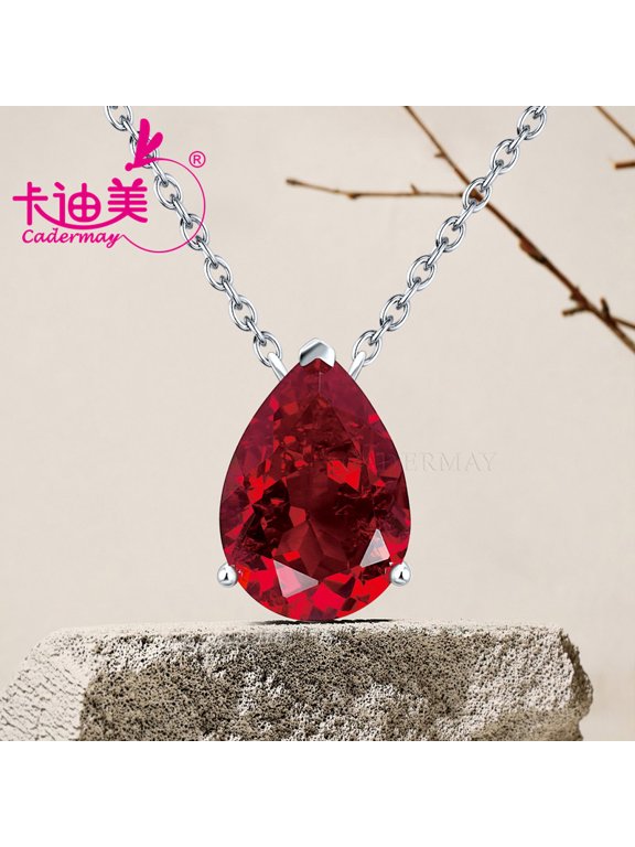925 Silver Necklace 10x14mm Lab Grown Pegion Blood Red Ruby With Inclusions Closer ToThe Natural Effects For Women Jewelry