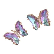 FLY SUNTON 925 Silver Needle Multicolor Gradient Butterfly Stud Earrings Women'S Light Purple