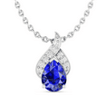 thumbnail image 1 of 925 Silver Pear Cut Blue Sapphire Solitaire Necklace Gift For Christmas|| Ali Baba Jewellery, 1 of 4