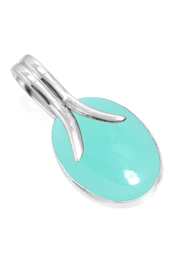 925 Sterling Silver Pendant Natural Aqua Chalcedony Handmade Jewelry