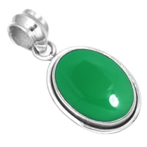 925 Sterling Silver Women Jewelry Natural Green Onyx Pendant