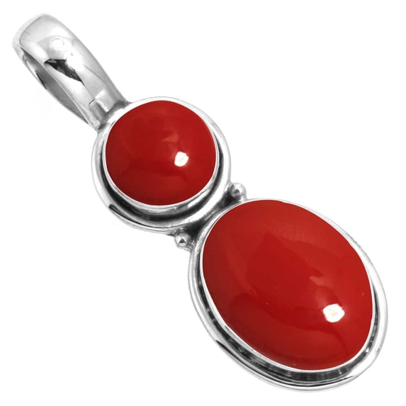 925 Sterling Silver Women Jewelry Red Stone Pendant