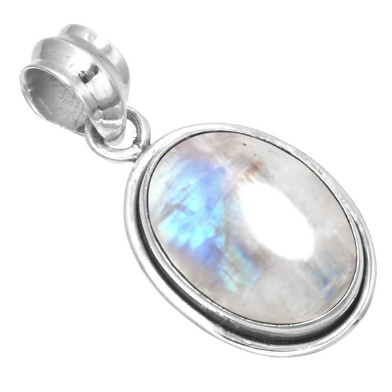 925 Sterling Silver Pendant Natural Rainbow Moonstone Handmade Jewelry
