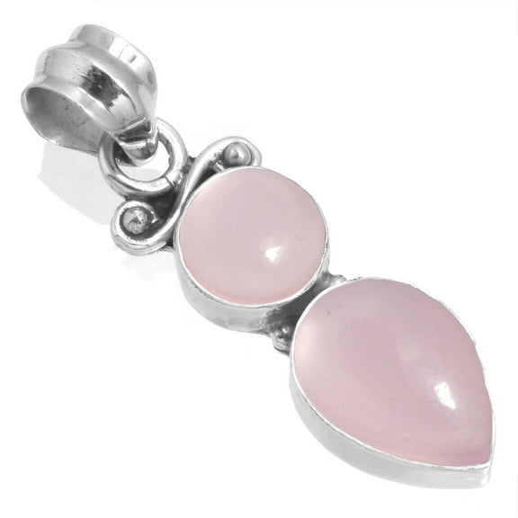 925 Sterling Silver Women Jewelry Rose Quartz Pendant