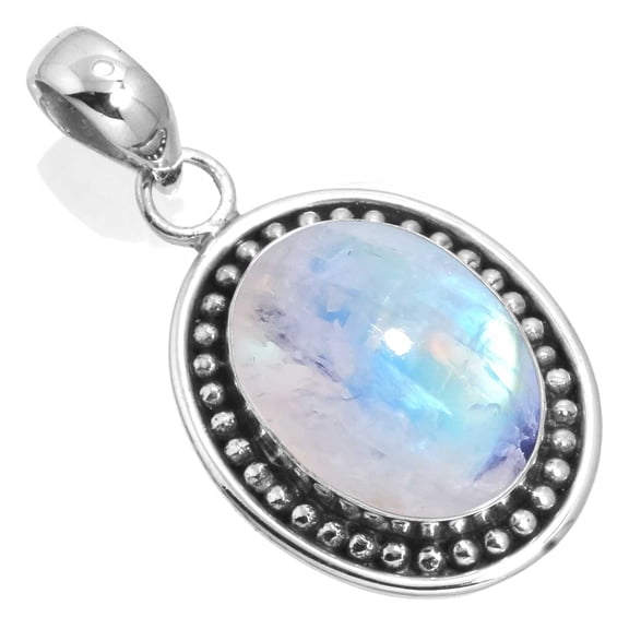 Natural Rainbow Moonstone Women Jewelry 925 Sterling Silver Pendant