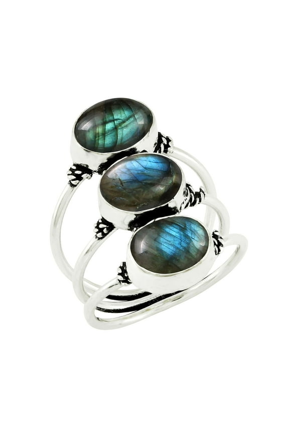 8.65Cts Natural Labradorite Ring Size 11 For Women, August Birthstone Ring Jewelry Gift For Women Mom Wife