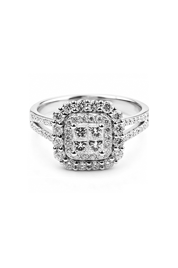 925 Silver Plated CZ Eternity Engagement Rings for Women's Shiny 14k White Gold Plated Full Cubic Zirconia Promise Wedding Band Bride Diamond Ring for Women Gift Size 6-10(10#)