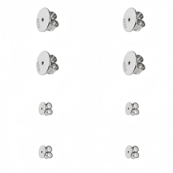 925 Silver Plated Copper Hypoallergenic Earring Backs Replacement - 4 Pairs