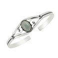 thumbnail image 1 of 925 Silver Plated Natural Aquamarine Cuff Bangle Bracelet for Women – Handmade Open Bangle – Green Gemstone March Birthstone Statement Jewelry – Gift for Her, 1 of 6