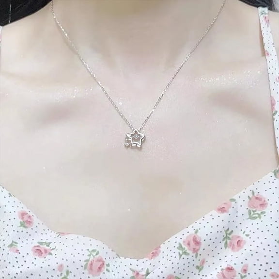 925 Silver Plated Women's Star Necklace Light Luxury Niche Design Collarbone Chain Jewelry