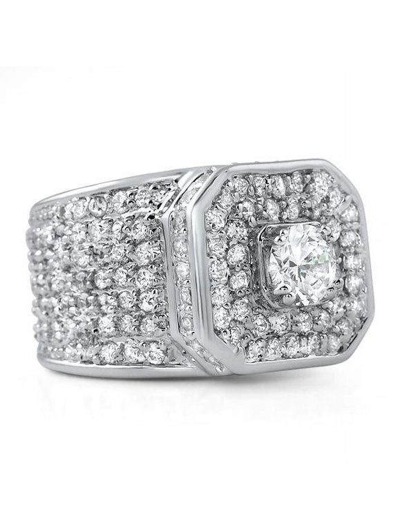 .925 Silver Presidential Bling Bling CZ Ring