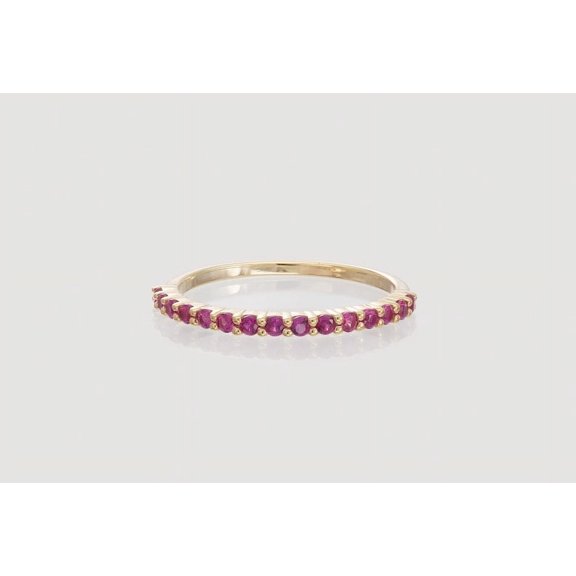 925 Silver Prong Ruby Wedding Band, July Birthstone Ring, Classic Wedding Ring, Women Wedding Band, Valentines Day Gift
