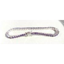 925 Silver Purple Amethyst Round Tennis Bracelet 14k gold Over Sterling Silver, Anniversary Gift, birthday gift, Girlfriend Gift