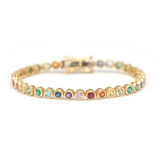 925 Silver Rainbow Lab Sapphire Tennis Bracelet,Silver rainbow sapphire tennis bracelet,Ombre Bracelet For Women Valentine Gift For Her