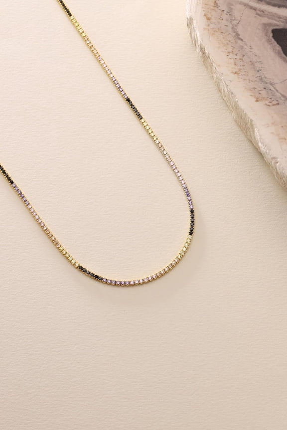 925 Silver Rainbow Tennis Necklace, Colorful Necklace | Silver Tennis Chain, CZ Diamond Necklace | Pride Jewelry, Pride Necklace | Cubic Zirconia