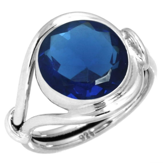 925 Silver Ring For Women Blue Sapphire Simulated Stone Silver Ring Size 10.5 September Birthstone Handmade Silver Ring Size 10.5 Gift For Ladies On Christmas 925 Silver Jewelry With Gemstone