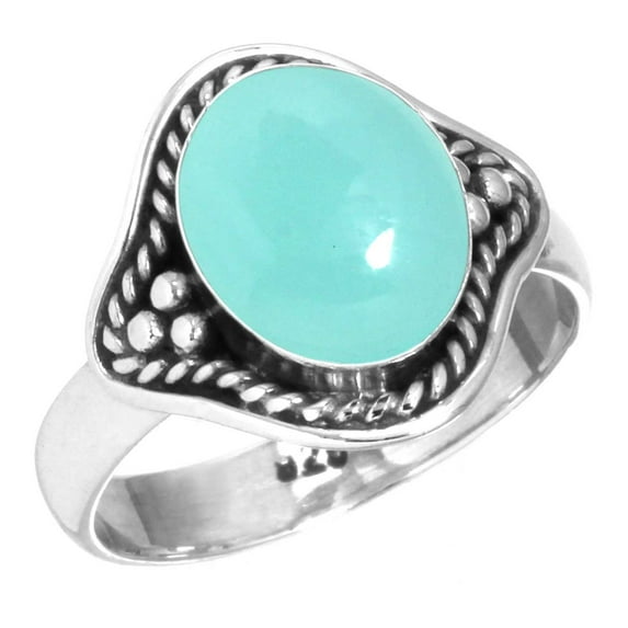 Aqua Chalcedony Ring 925 Sterling Silver Handmade Jewelry