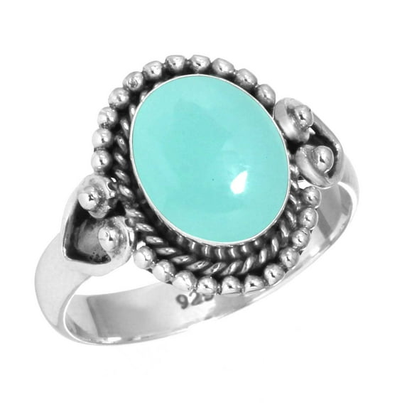 Aqua Chalcedony Ring 925 Sterling Silver Handmade Jewelry