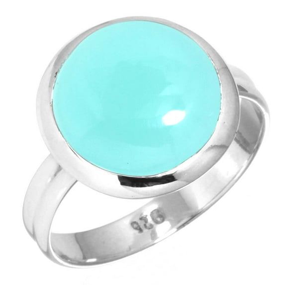 Natural Aqua Chalcedony Ring 925 Sterling Silver Handmade Jewelry
