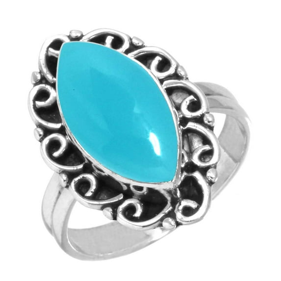 925 Sterling Silver Ring Blue Chalcedony Handmade Jewelry