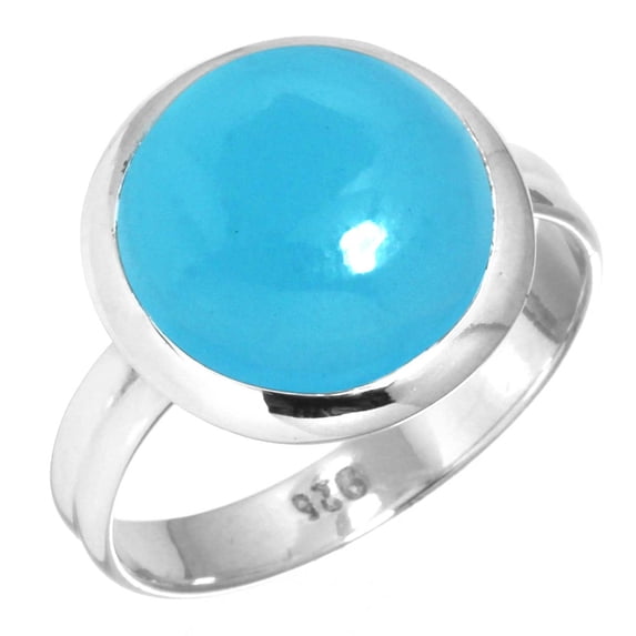 925 Sterling Silver Ring Blue Chalcedony Handmade Jewelry