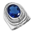 thumbnail image 1 of 925 Silver Ring For Women - Girls Blue Sapphire Simulated Stone Silver Ring Size 9.5 September Birthstone Elegant Silver Ring Size 9.5 Gift For Mother On Friendship Day 925 Gemstone Silver Jewelry, 1 of 5