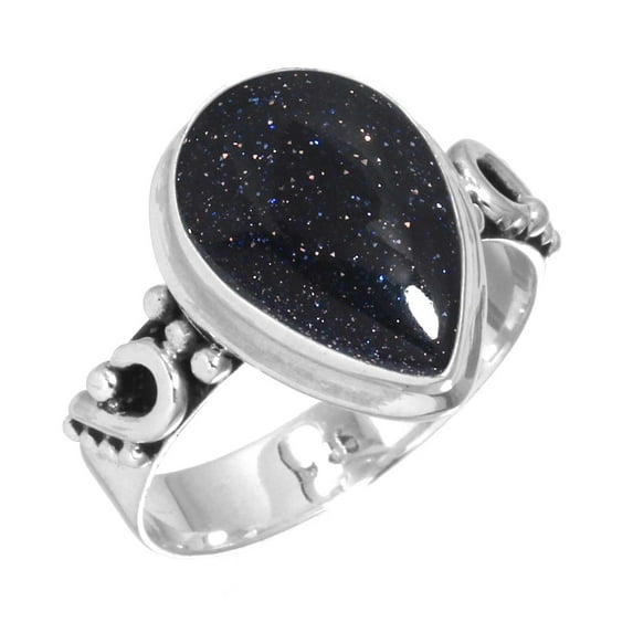 925 Sterling Silver Women Jewelry Blue Sunstone Ring